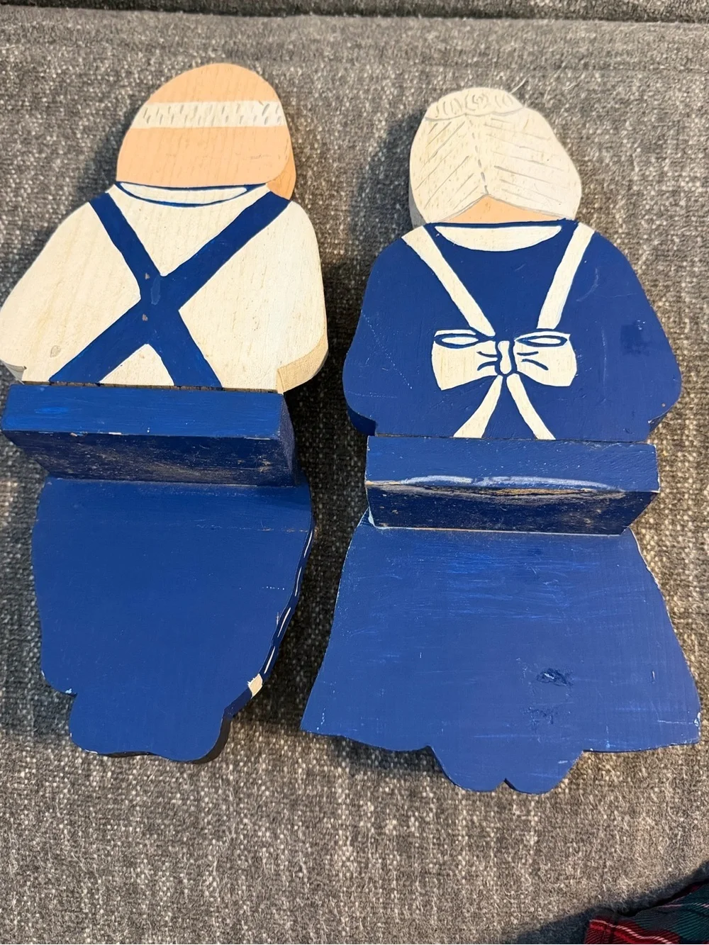 Vintage Hand Painted Grandma & Grandpa Wooden Sitting Shelf Decor